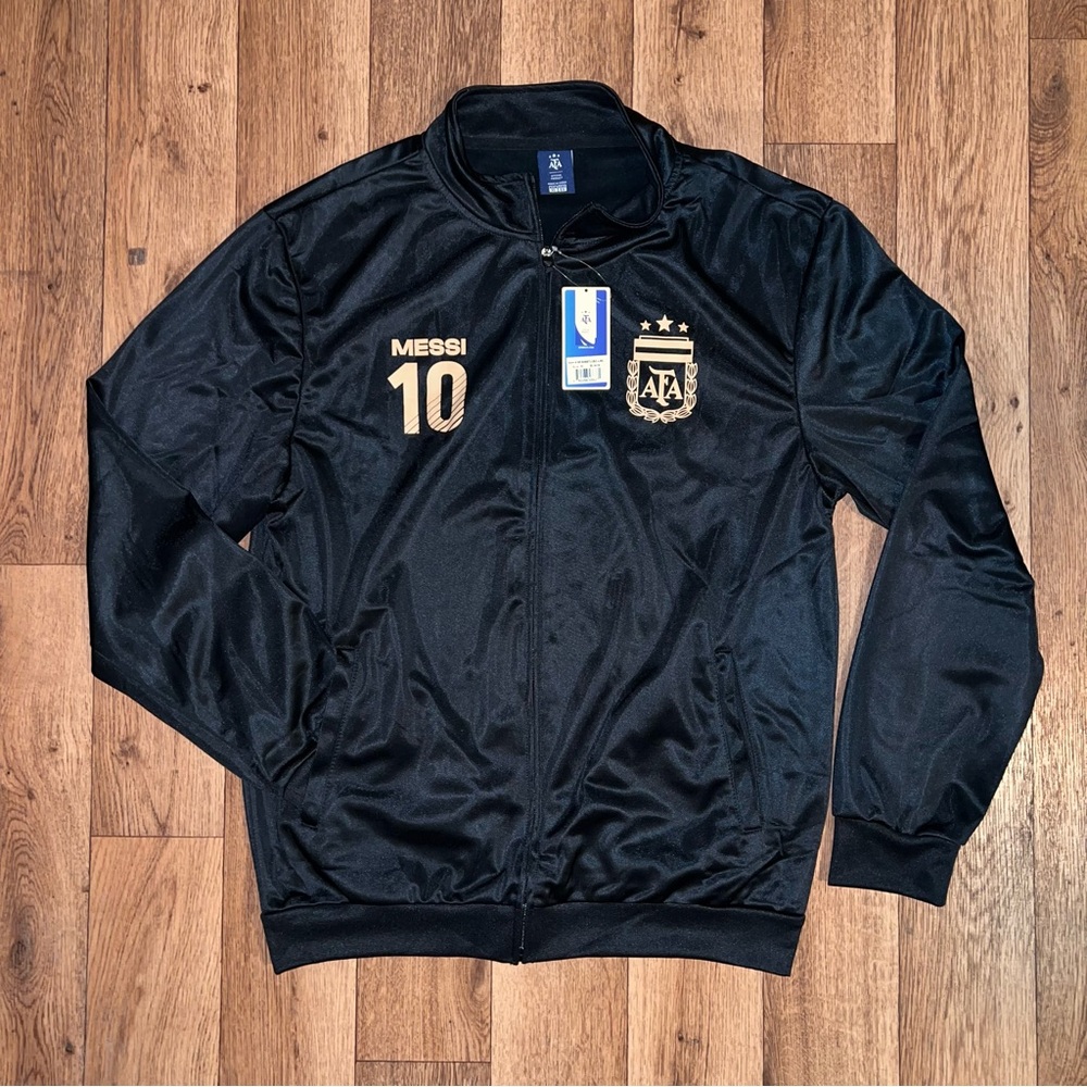 Messi, Argentina Varsity Jacket with Gold Embroidery
